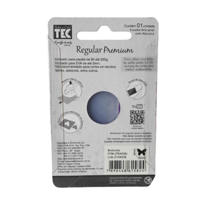 Perfurador Plast Vazador Borboleta Reg.  Toke e Crie