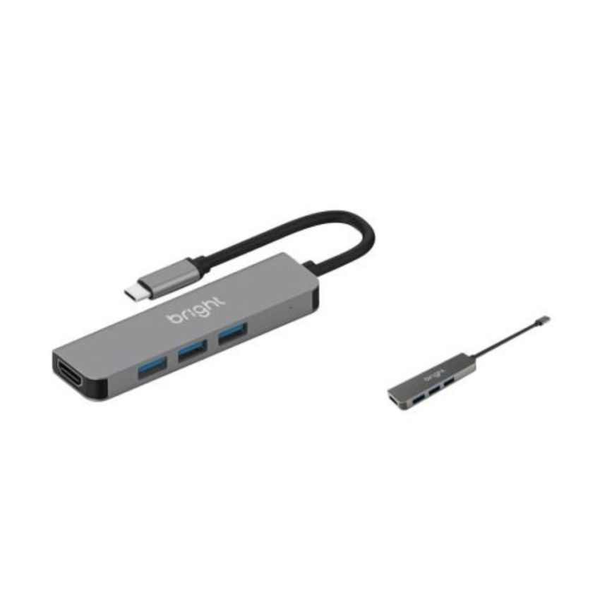 Hub Usb - Plug Tipo c 3 Portas Usb 3.0 + Hdmi 4k Hb002 - Bright