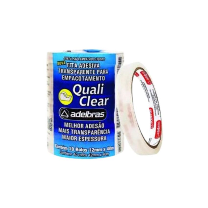 Fita Adesivo Para Empacotamento Qualitape 12mmx40m Transparente 520 Adelbras