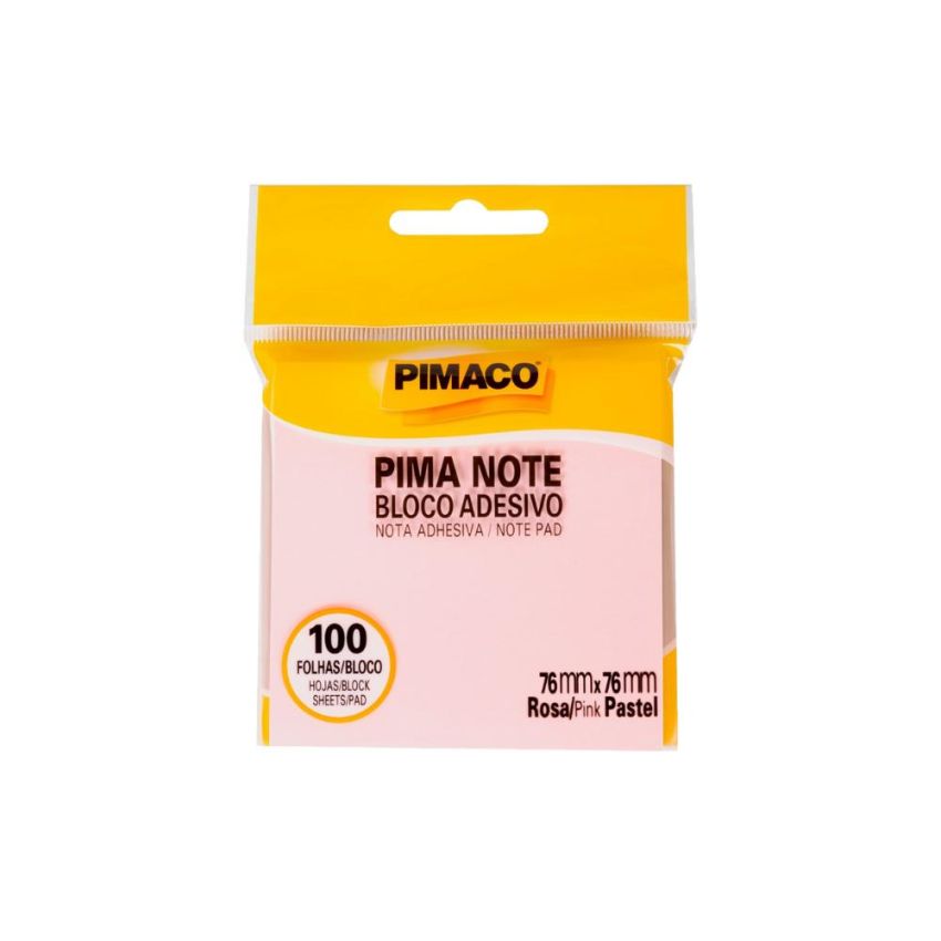 Bloco Adesivo Rosa Pastel 76x76mm C/100 Pimaco