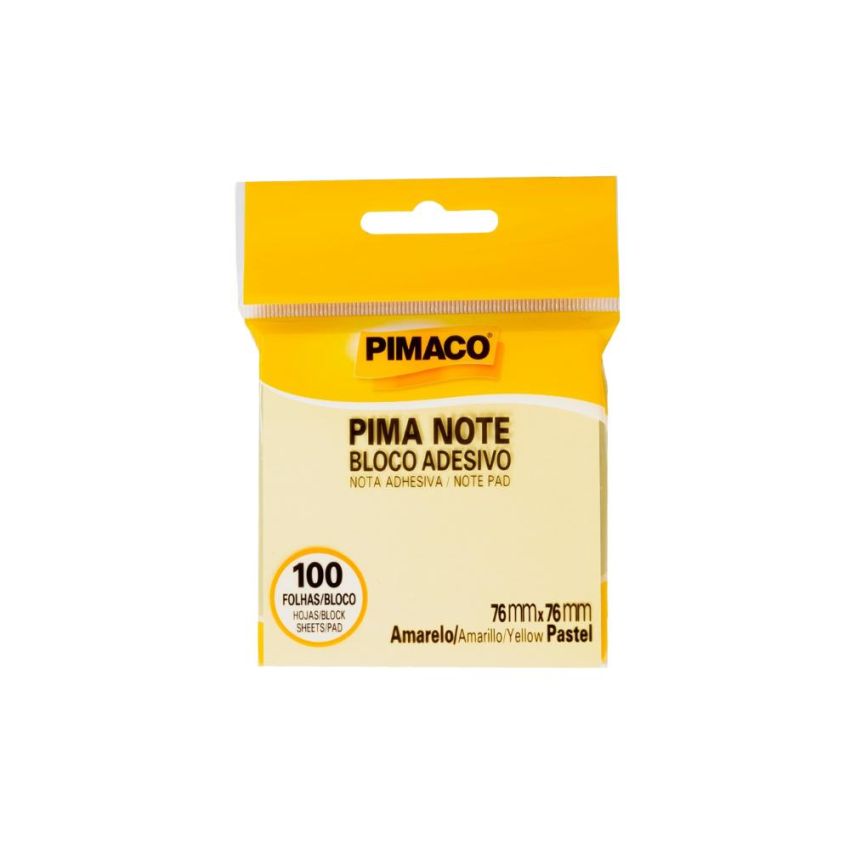 Bloco Adesivo Amarelo Pastel 76x76mm C/100 Pimaco