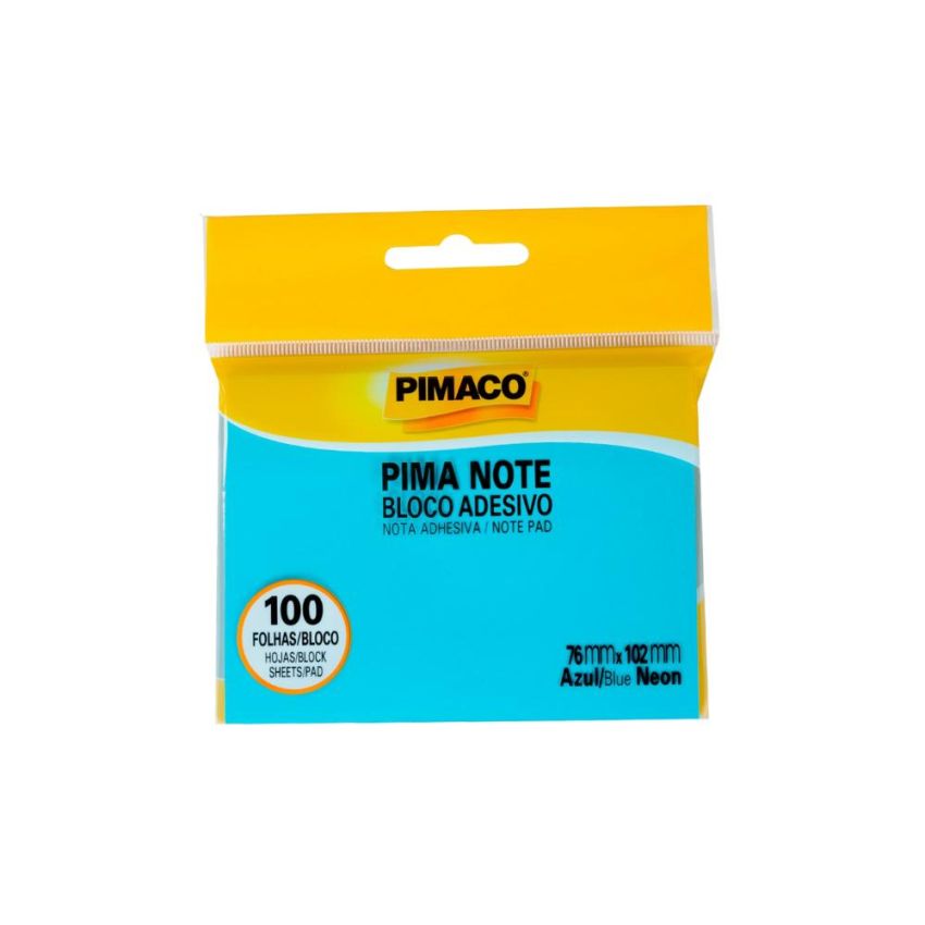 Bloco Adesivo Azul Neon 76x102mm C/100 Pimaco