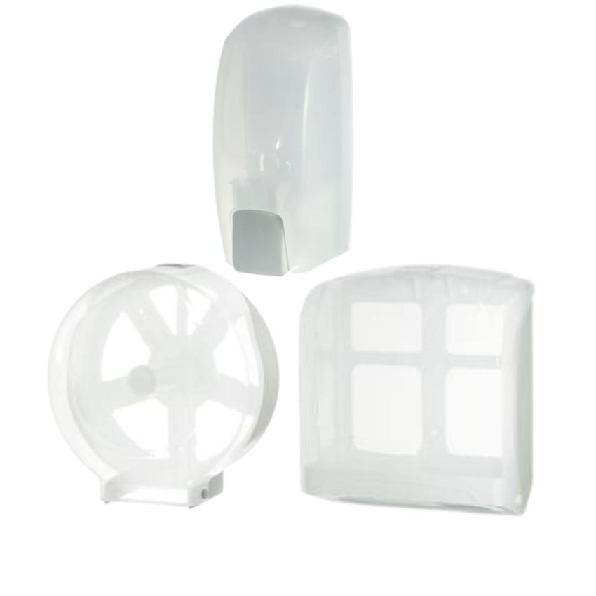 Kit Plestin: Toalheiro, disp. PH  rolão Saboneteira 1L Refil