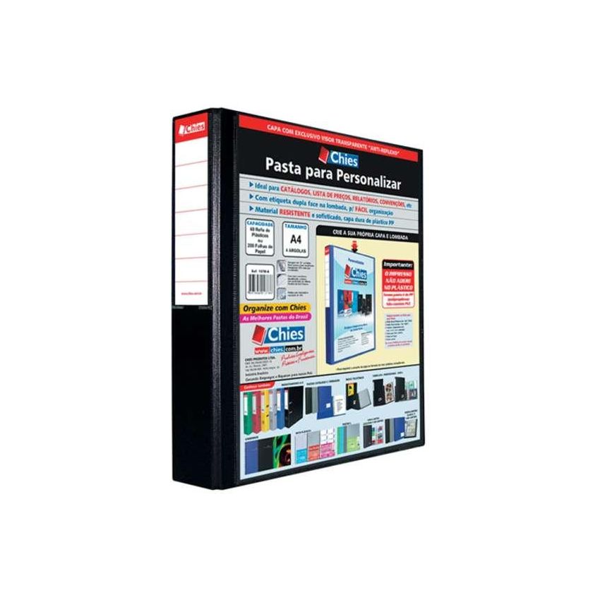 Fichario 4 Arg a4 6cm Revest Preto 1401  Chies