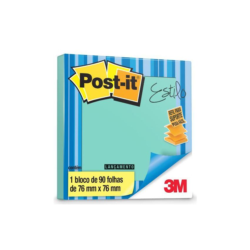 Post-it Pop up Refil 76x76mm 90 Folhas Azul Aqua 3m