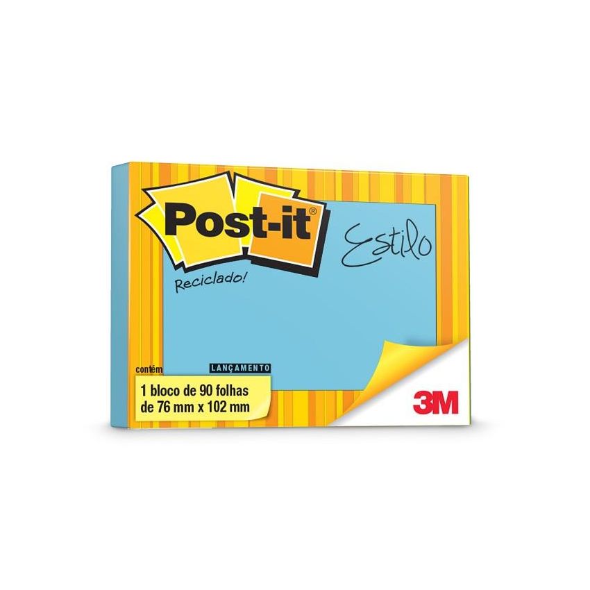 Post-it Reciclado 76x102mm 90 Folhas Azul 3m