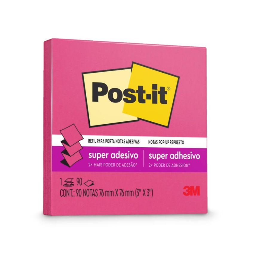 Post-it Pop up Refil 76x76mm 90 Folhas Neon Rosa 3m