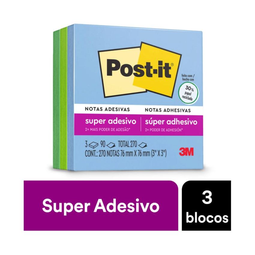 Post-it Colecao Oasis 76x76 mm 3bl 270 Fls 3m