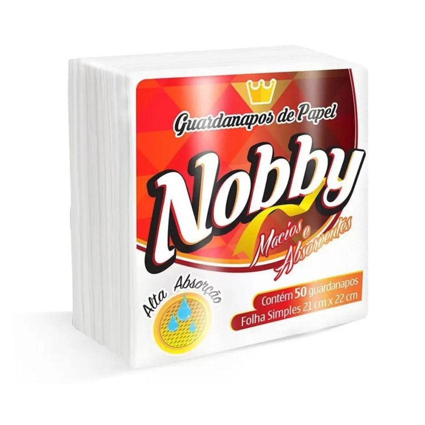 Guardanapo de Papel Folha Simples Extra Luxo 21x22cm c/ 50 Und Nobby