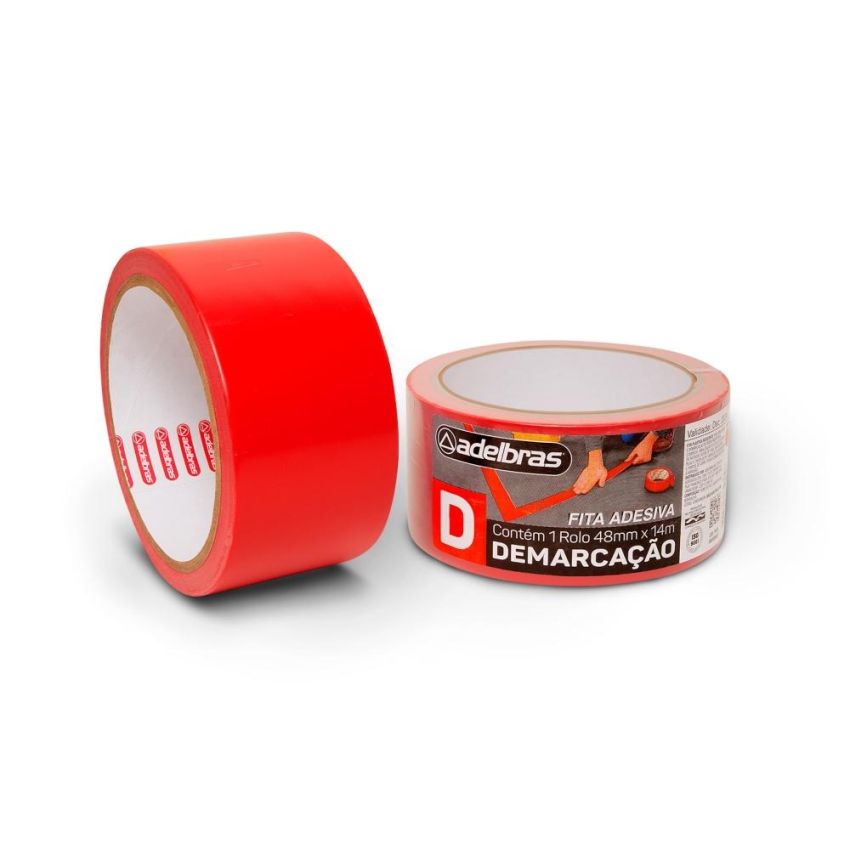 Fita Adesiva  Dermacacao de Solo 48mmx14m Vermelho 910 Adelbras