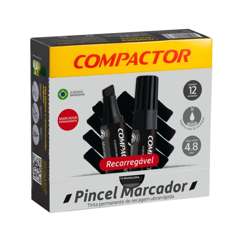 Marcador Permanente Atomico Preto Ref882  Compactor