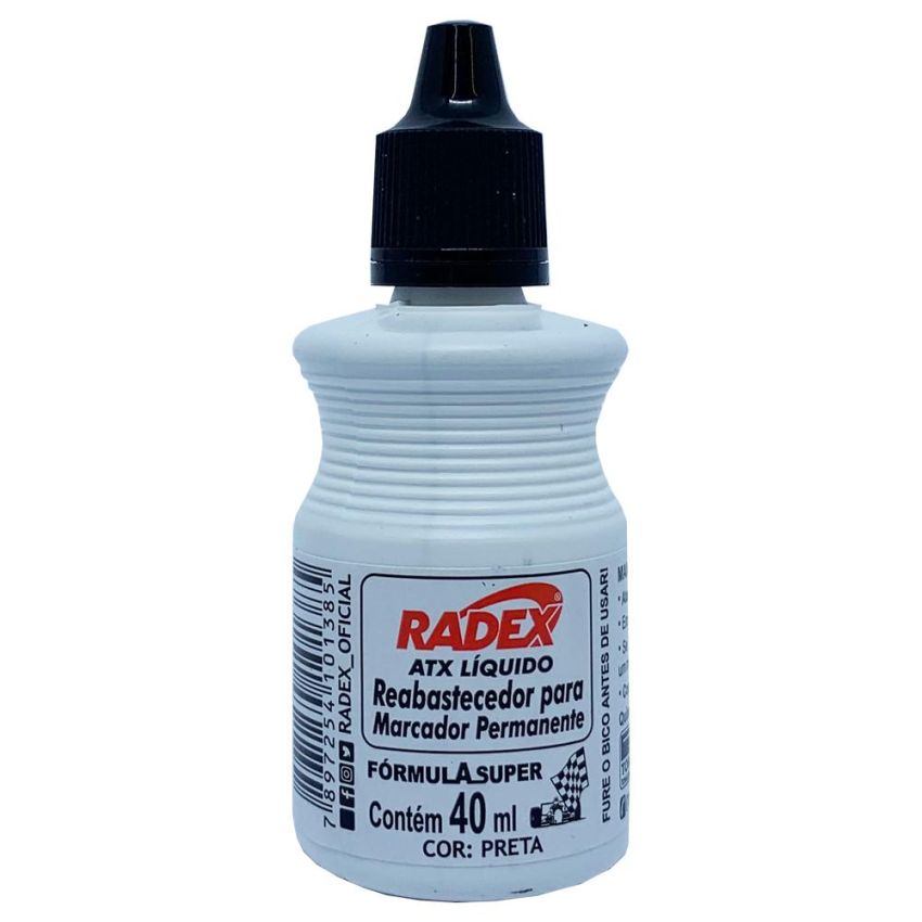 Tinta P/pincel Atomico 40ml Preto Atx-40  Radex