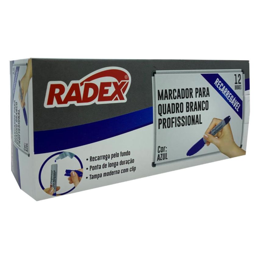 Marcador Quadro Branco Recarregavel Mqb-p Azul  Radex
