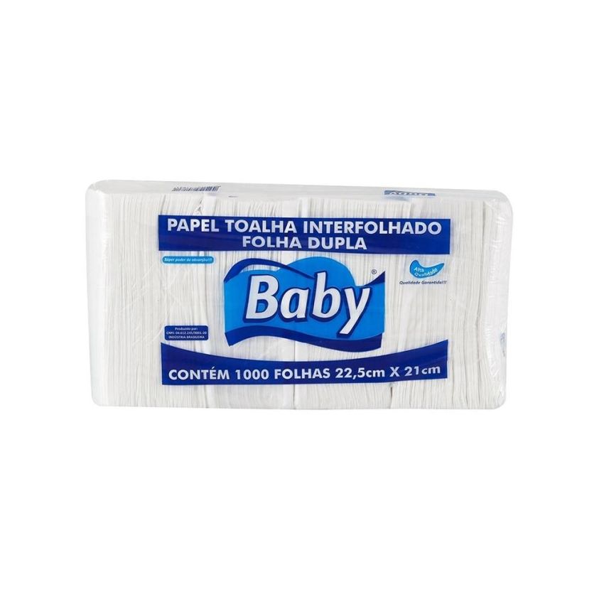 Papel Toalha Interfolha Folha Dupla 2d Extra Soft 22x21cm fd c/ 1000 Fls Baby