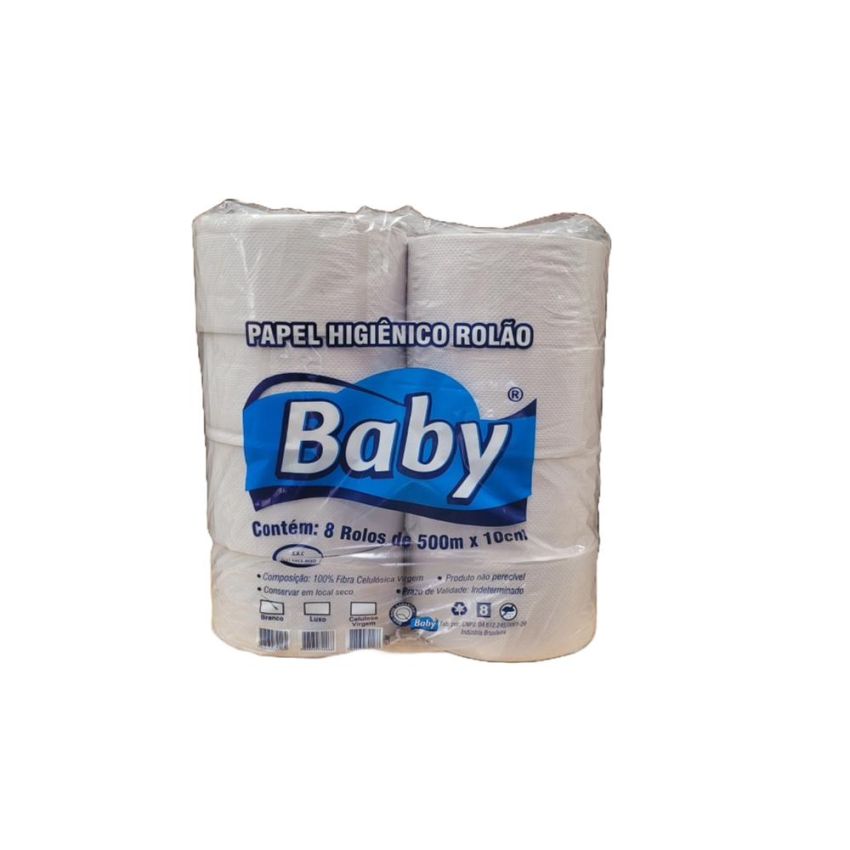 Papel Higienico Rolao Folha Simples Express Branco 10x500m fd c/ 8 Rolos Baby