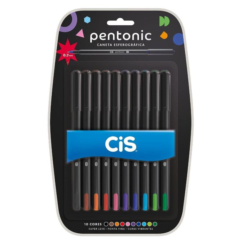 Caneta Esferografica Pentonic 0,7mm c/ 10 Cores 76.1124 Cis