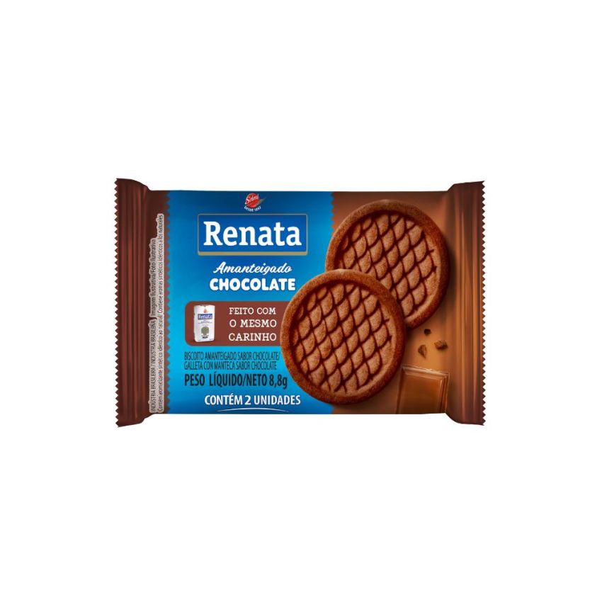 Biscoito Amanteigado Chocolate 9g cx c/ 280 Saches Renata