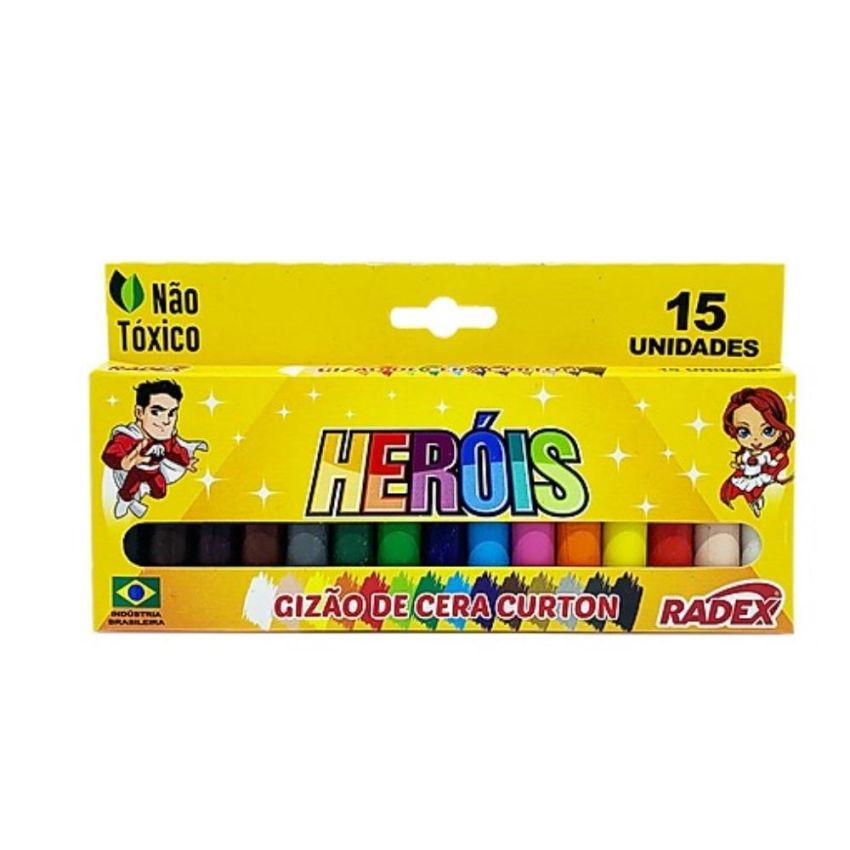 Giz de Cera Curto 15 Cores 2563 Radex