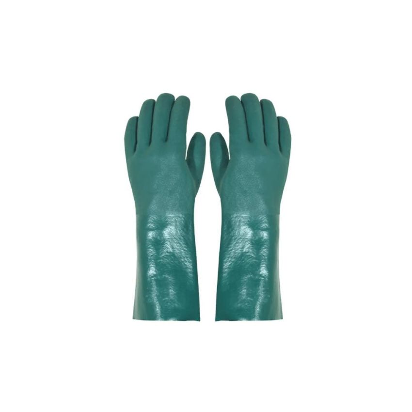 Luva de Pvc Forrada Verde Com Palma Lisa 45cm ca 34568 Plastcor