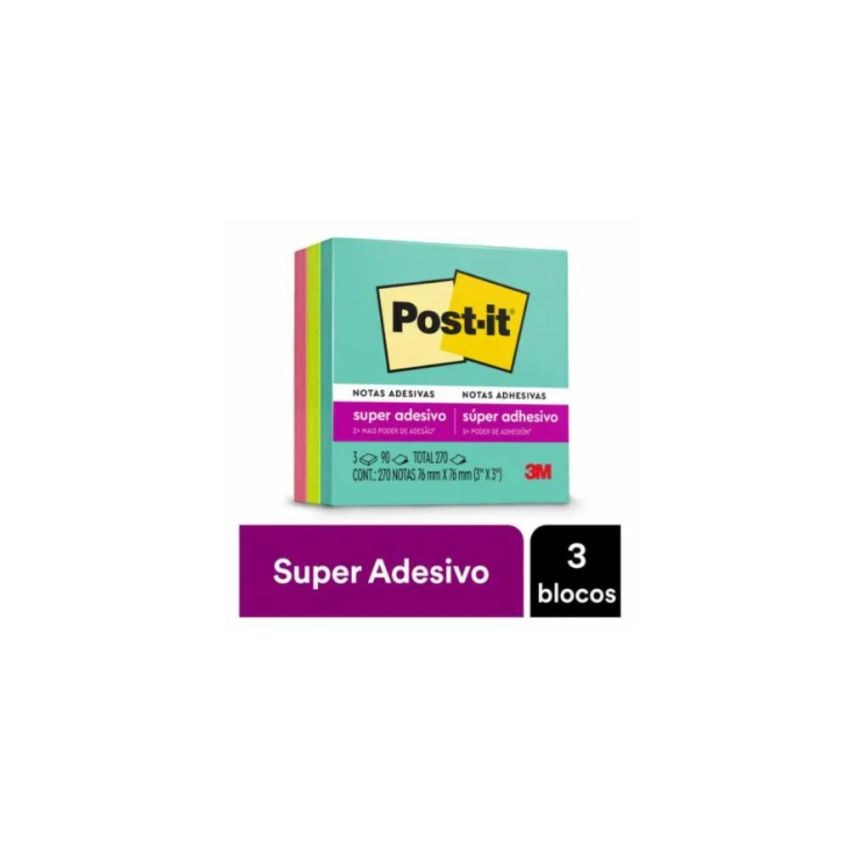 Post-it Colecao Supernova 76x76mm 3 Blocos 270 Fls 3m