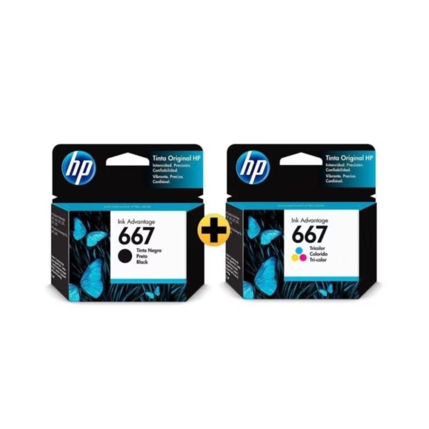 Cartucho de Tinta HP 667 Colorido e Preto