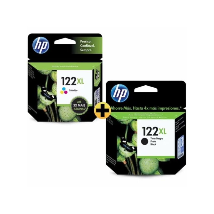 Kit Cartucho Tinta HP 122XL Colorido Alto Rendimento + Preto Ch563hb