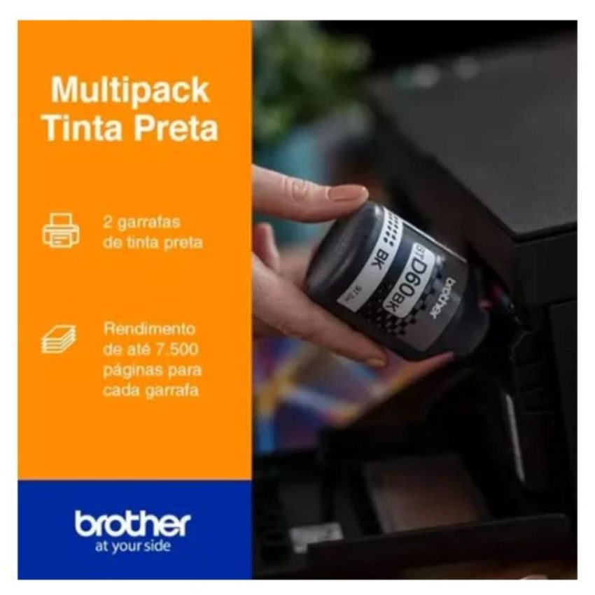 Garrafa de Tinta Preta Btd60bk Brother