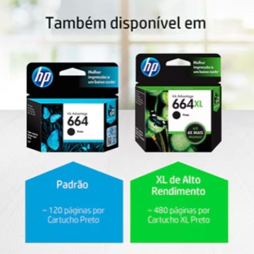 Cartucho de Tinta Original hp 664xl Preto Alto Rendimento Ref F6v31ab