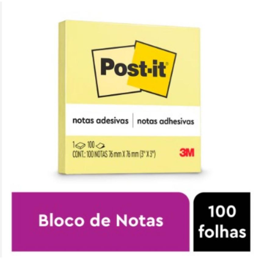 Post-it 76x76m 100 Folhas Amarelo 654 3m