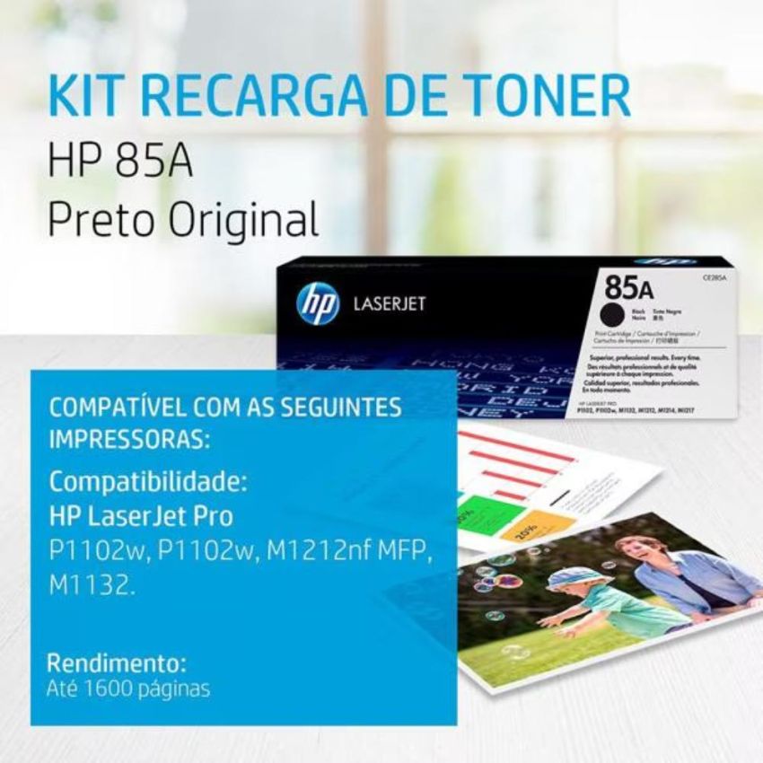 Toner Original hp 85a Preto Ref Ce285ab  hp