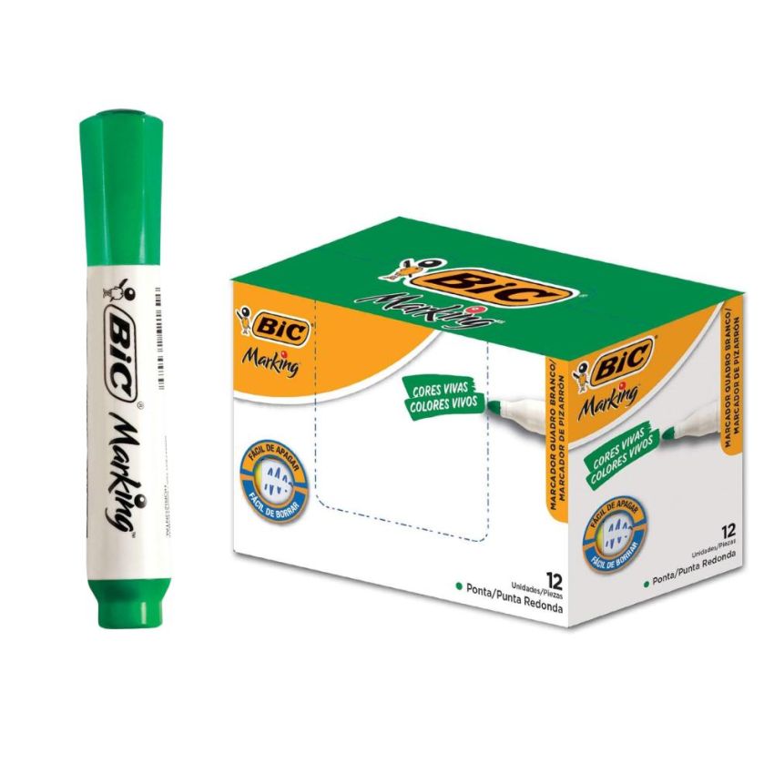 Marcador p/ Quadro Branco Recarregável Bic Marking Verde - caixa com 12