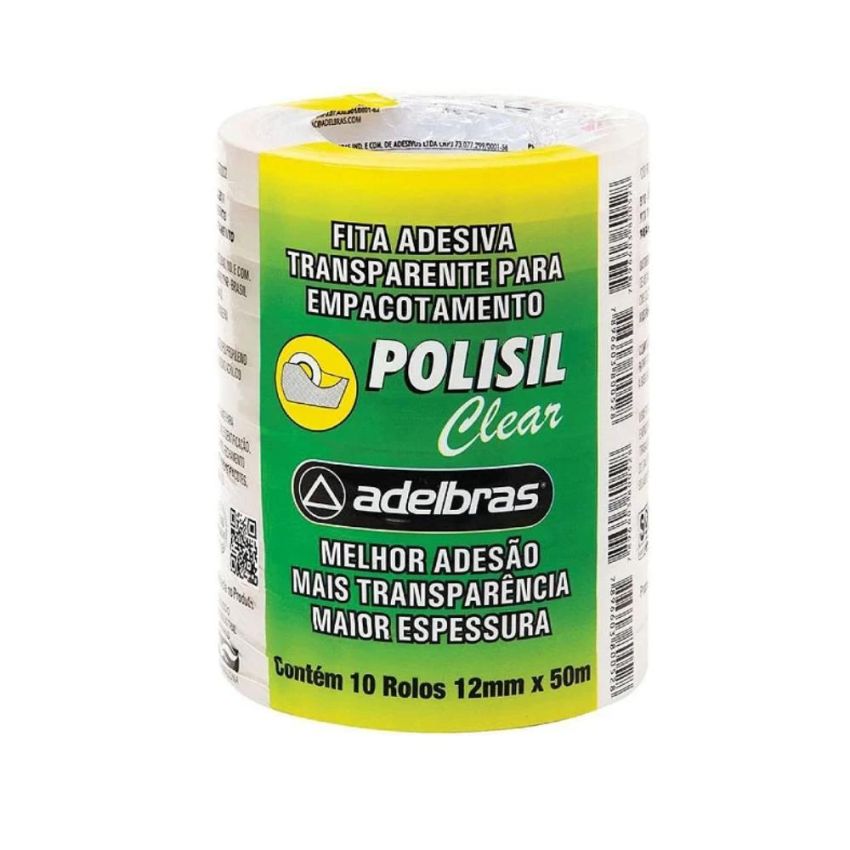 Fita Adesiva Empacotamento Qualitape pp 12mmx50m Transparente 520 Adelbras - PCT c/ 10
