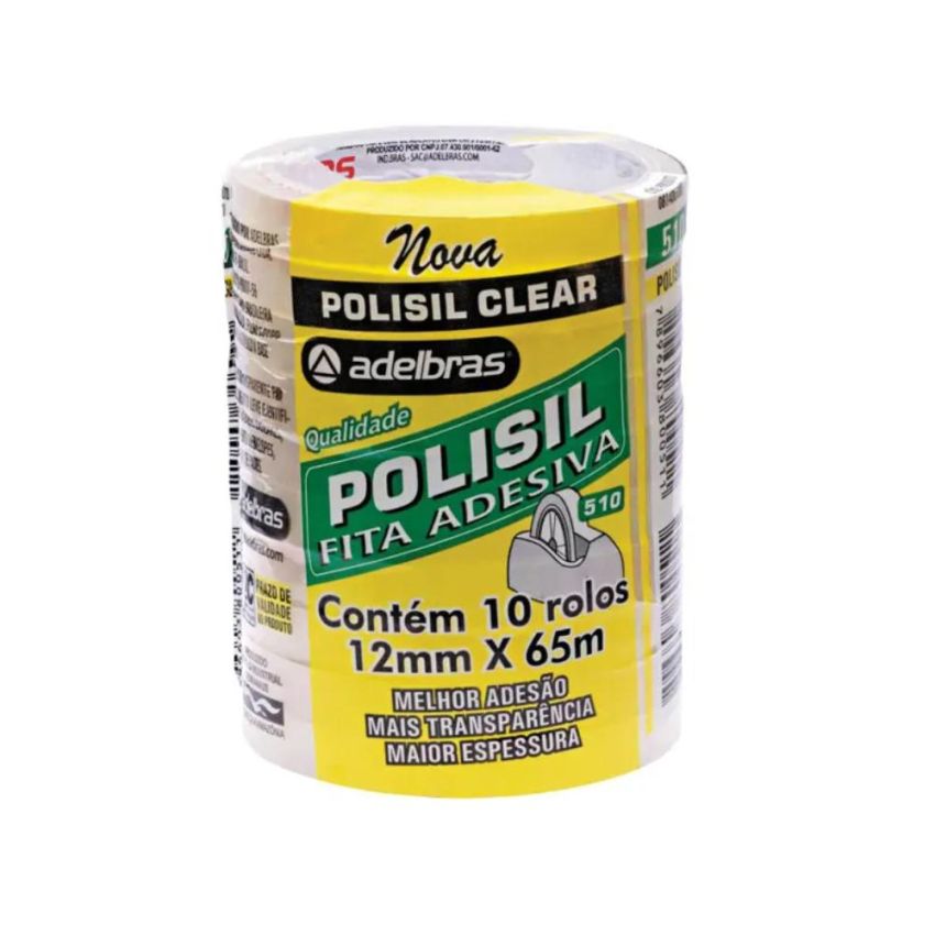 Fita Adesiva Empacotamento Qualitape pp 12mmx65m Transparente 520 Adelbras - PCT c/ 10