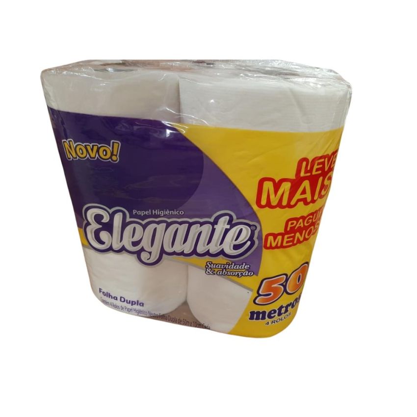 Papel Higiênico Folha Dupla Branco Pct C/04 50m Elegante