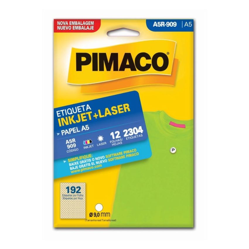 Etiqueta Inkjet Laser a5 9mm Redonda A5r-909 Pimaco