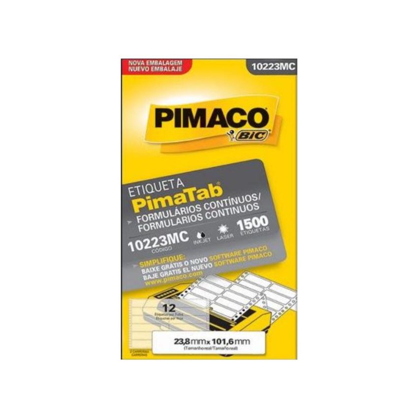 Etiqueta Pimatab 2c 23,8x101,6mm c/ 1500 Unidm 10223mc Pimaco