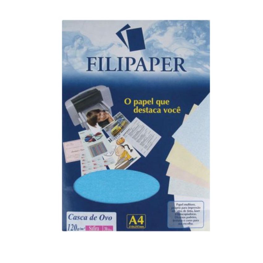 Papel Casca de Ovo 120gr Safira C/30  Filiperson