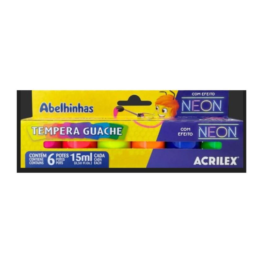 Tinta Guache Neon 15ml 6 Cores 01006-000 Acrilex