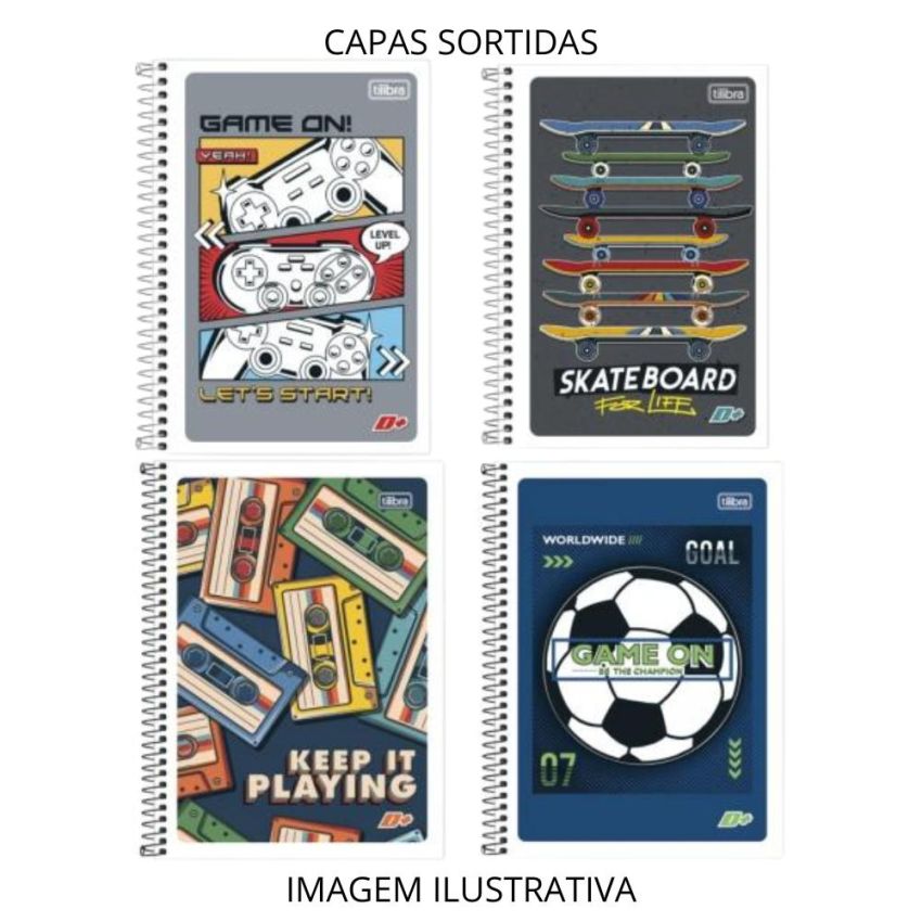 Kit c/ 4 Unidades Caderno Espiral Universitário D+ Masculino Capa Dura 96 Fls 127957 Tilibra