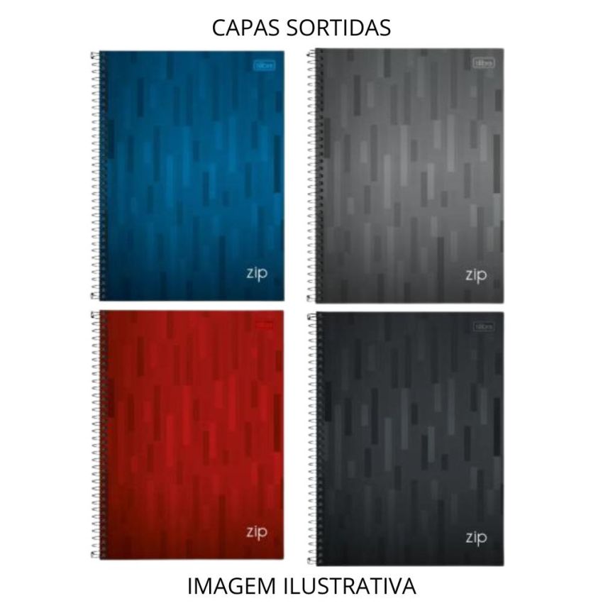 Kit c/ 4 Unidades Caderno Espiral Universitário Zip Capa Dura 96 Fls 134490 Tilibra