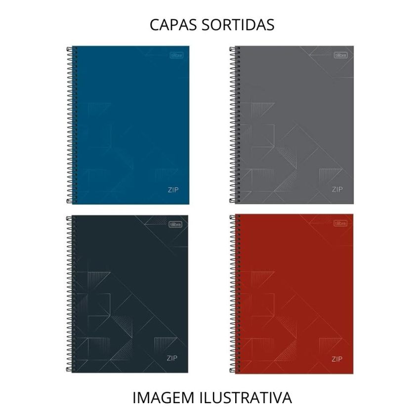 Kit c/ 4 Unidades Caderno Espiral Universitário Zip Capa Dura Sortido 80fls 1 Matéria 234303 Tilibra