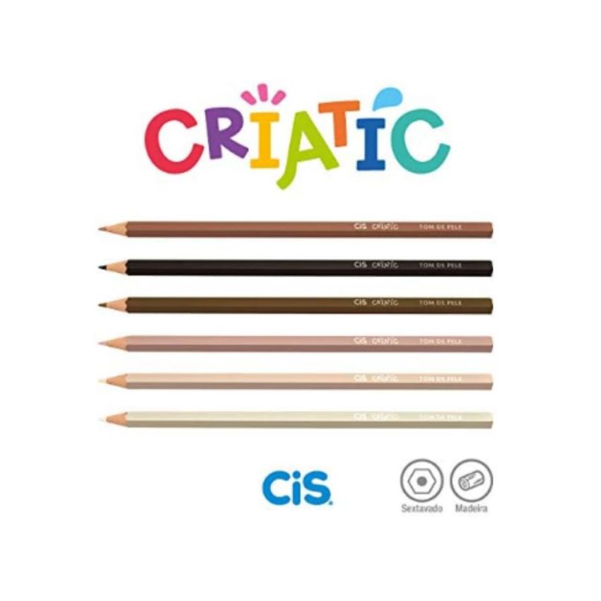 Lapis de Cor Criatic Sextavado Madeira Tons de Pele C/6 Cores 60.0300 Cis