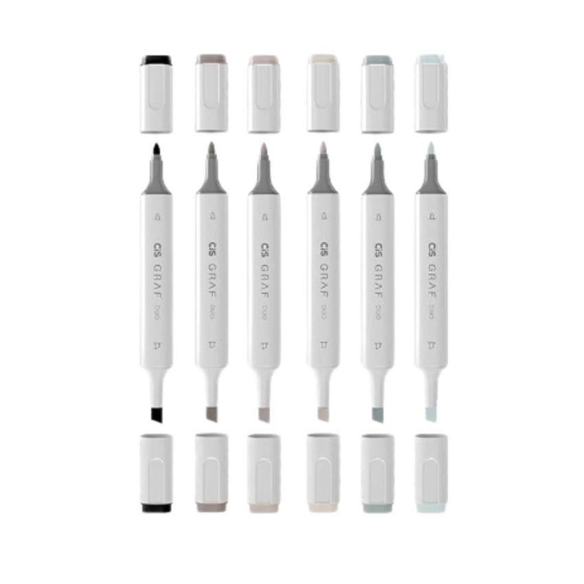 Marcador Graf Duo c/ 06 Cores Tons de Cinza 59.7700 Cis
