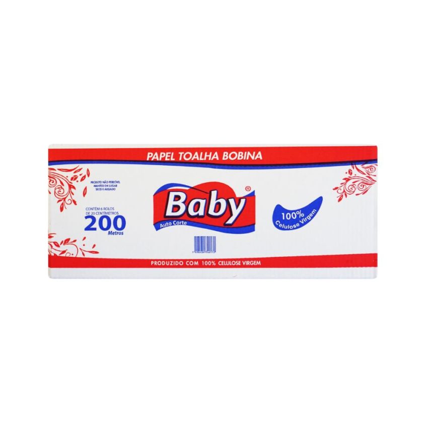 Papel Toalha Bobina Folha Simples Soft 20x200m fd c/ 6 Rolos Baby