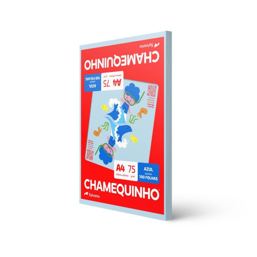 Papel Sulfite Chamequinho a4 75gr  Azul 100fl Chamex