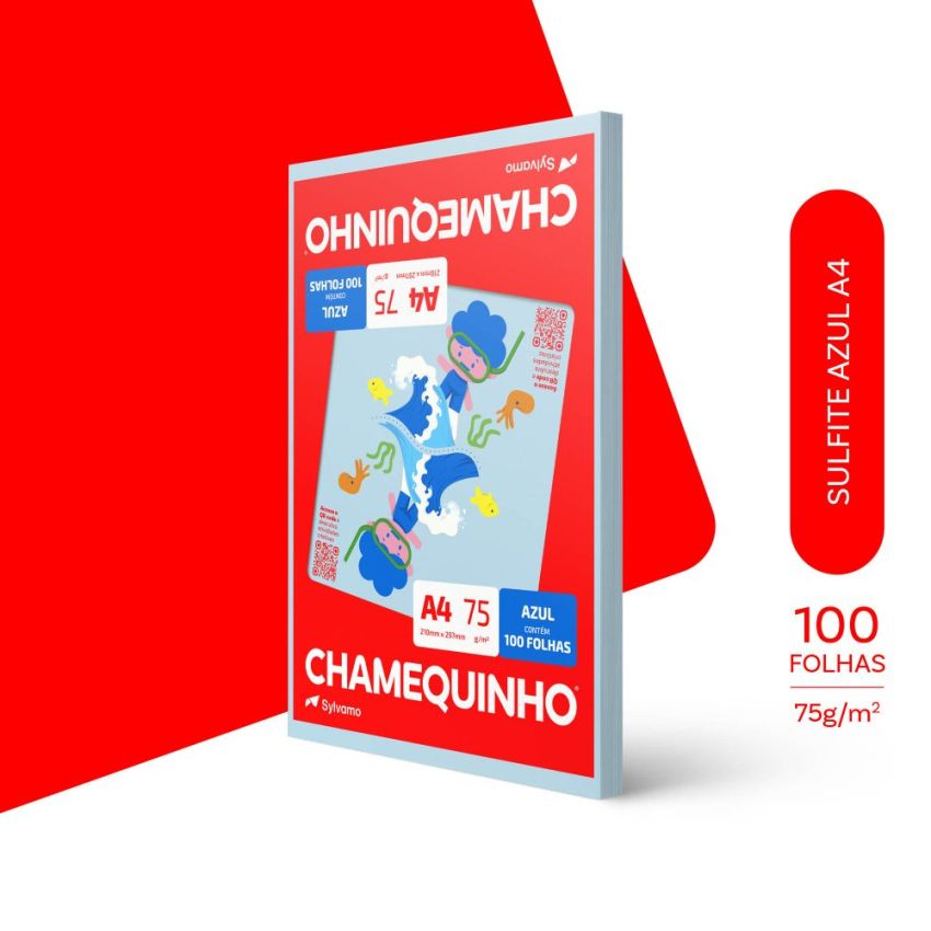 Papel Sulfite Chamequinho a4 75gr  Azul 100fl Chamex