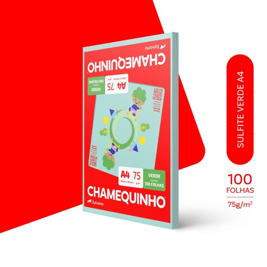 Papel Sulfite Chamequinho a4 75gr Verde 100fl Chamex