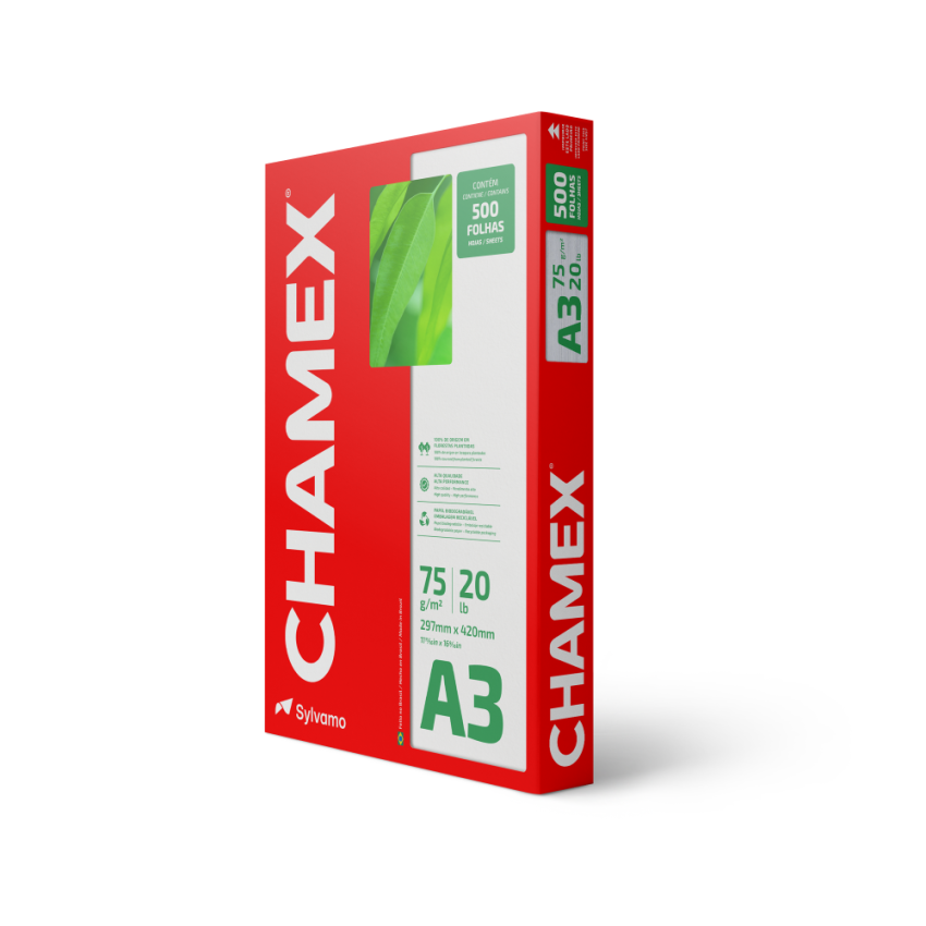 Papel Sulfite Para Impressao a3 75gr Branco  500fls Chamex