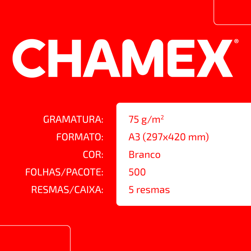 Papel Sulfite Para Impressao a3 75gr Branco  500fls Chamex
