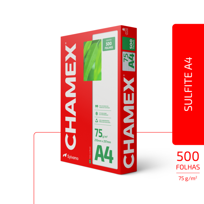 Papel Sulfite Para Impressao a4 75gr Branco 500folhas Chamex